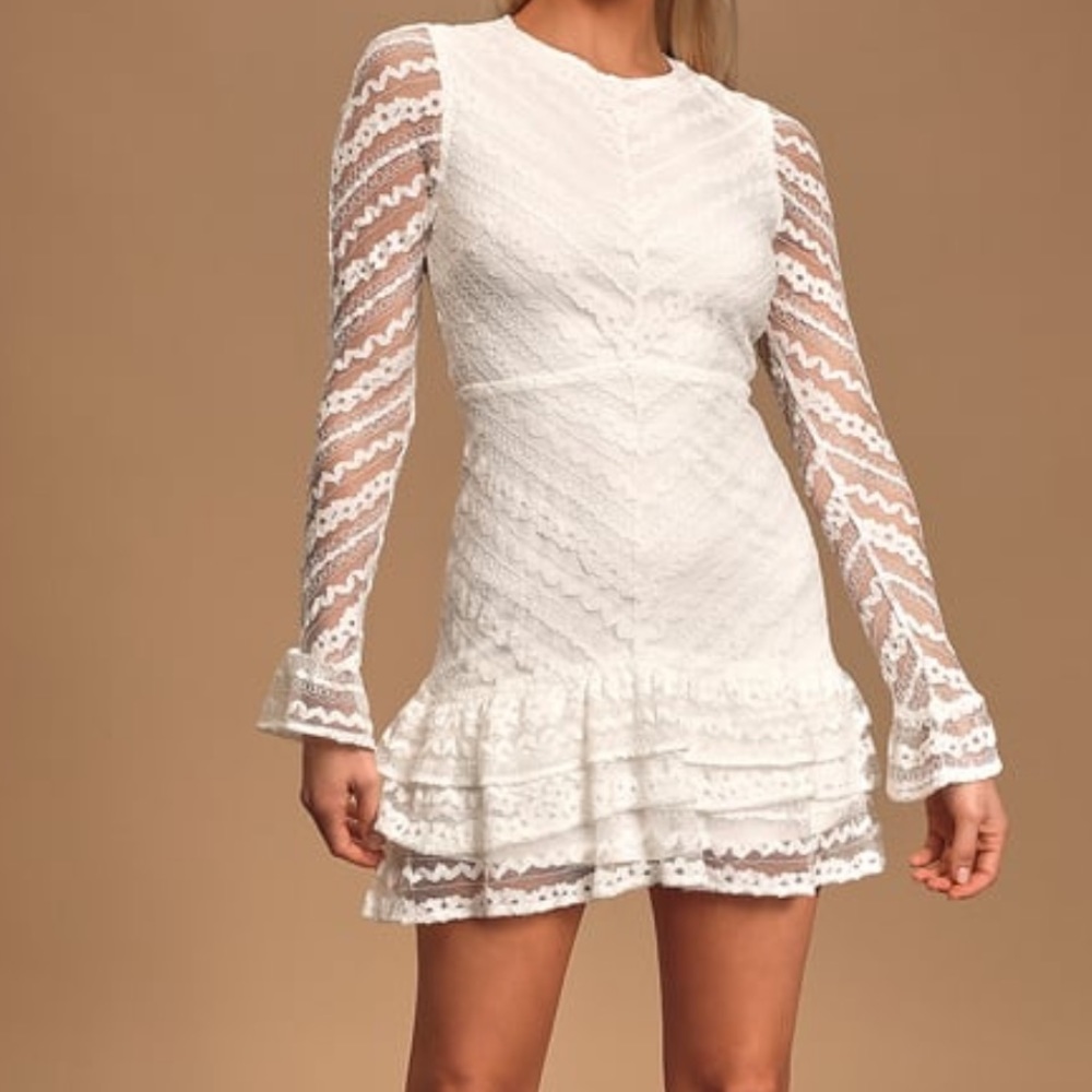 Long sleeve lace mini dress